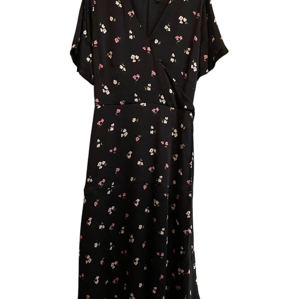Ann Taylor Black Dress with Pink Floral Accents - Picture 2 of 4